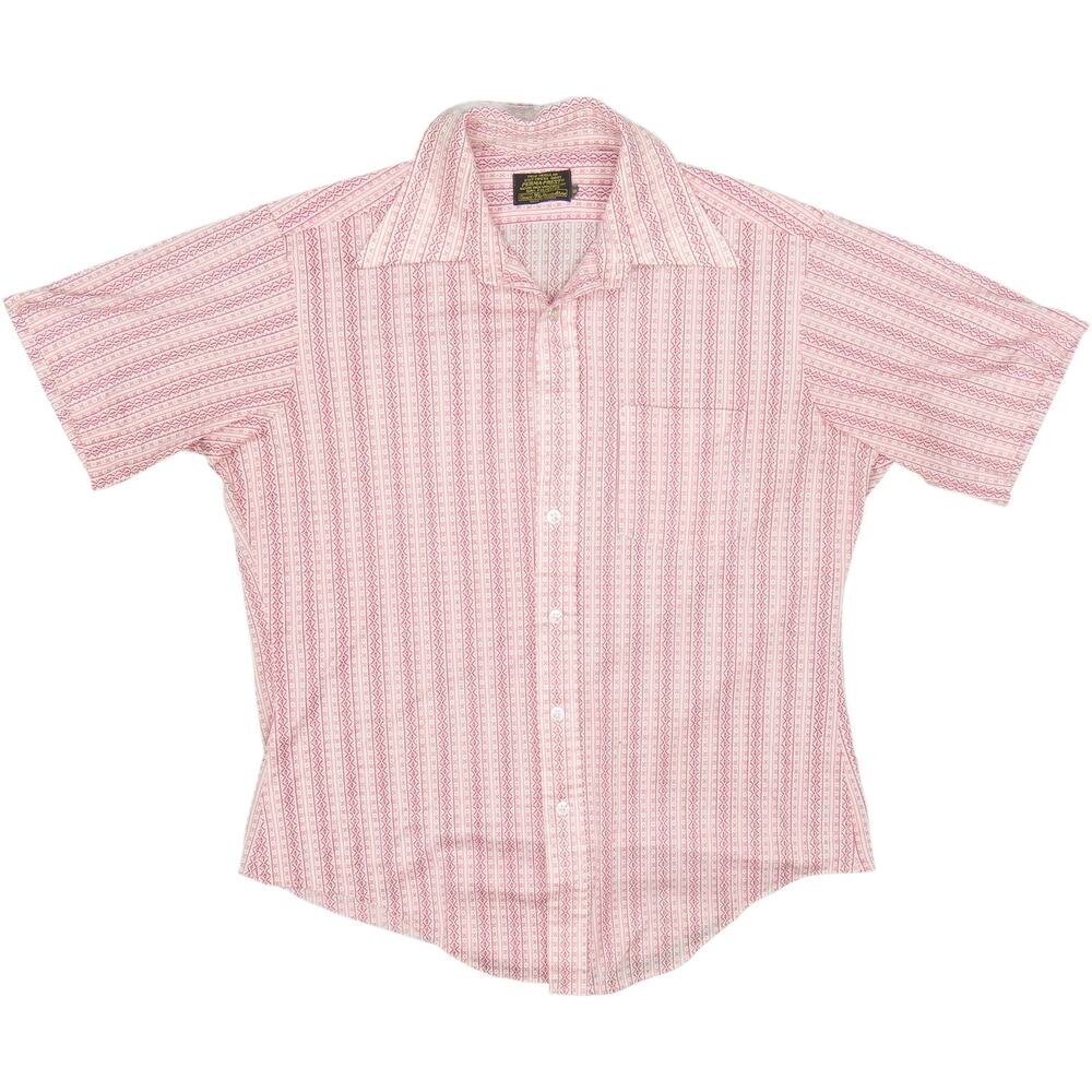 80s Vintage Sears Men's Store Striped Knit Hippie Boho Disco Work Dress Shirt